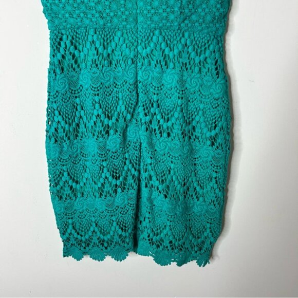 MANGO Lace Mini Dress Teal Green Cap Sleeve XS Work wear Business Casual Office - Picture 12 of 16
